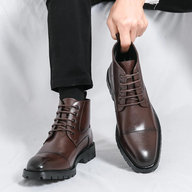 Xajzpa Men's short boots winter fashion new comfortable Amazon tight lace shoes old-fashioned business men's casual fashion shoes