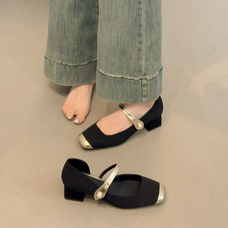 Xajzpa Summer Shoes Ladies  Fashion Women's Female Footwear Shallow Mouth Modis Dress On Heels New Comfortable Mary Janes Spring Hi