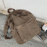 Xajzpa Vintage Backpack for Women Canvas Women Rucksack Zipper Casual Medium-Capacity Preppy Style Female Bag