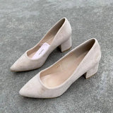 Xajzpa Retro Women Shoes Slip On Casual Heels Chunky Sandals Footwear Shallow Mouth Pointed Pumps Slip-On Comfortable Block Africa