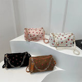 Xajzpa Strawberry Printed Crossbody Mini Bags Corduroy Fresh Ins Style Underarm Bag Refined Female Student Travel Shoulder Bag