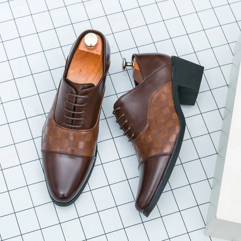 Xajzpa Mens Oxford Genuine Leather Shoes Whole Cut Fashion Pointed Toe Lace-up Formal Business Wedding Dress Shoes for men