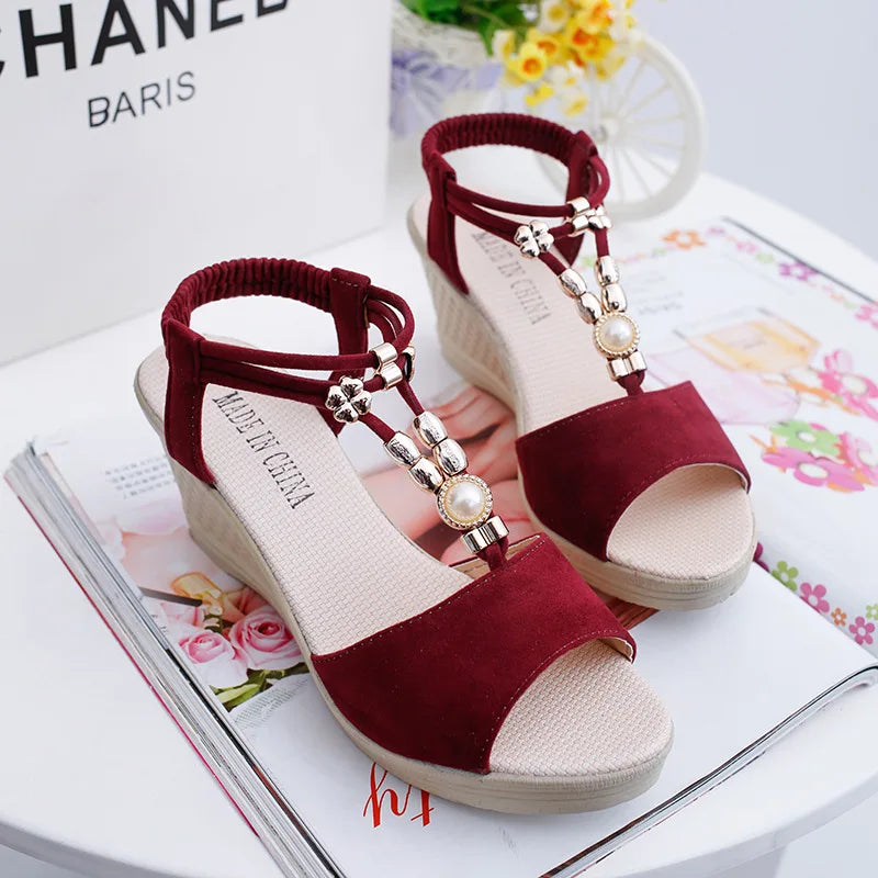 Xajzpa Fashion Womens Shoes 2025 Beige Heeled Sandals Open Toe Med Clogs Wedge Luxury Black Girls Elastic Band Peep Comfort Medium  Pla
