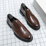 Xajzpa Men's leather shoes, Italian brand, versatile for business, formal wear, casual, high-quality brown, classic block shoes.
