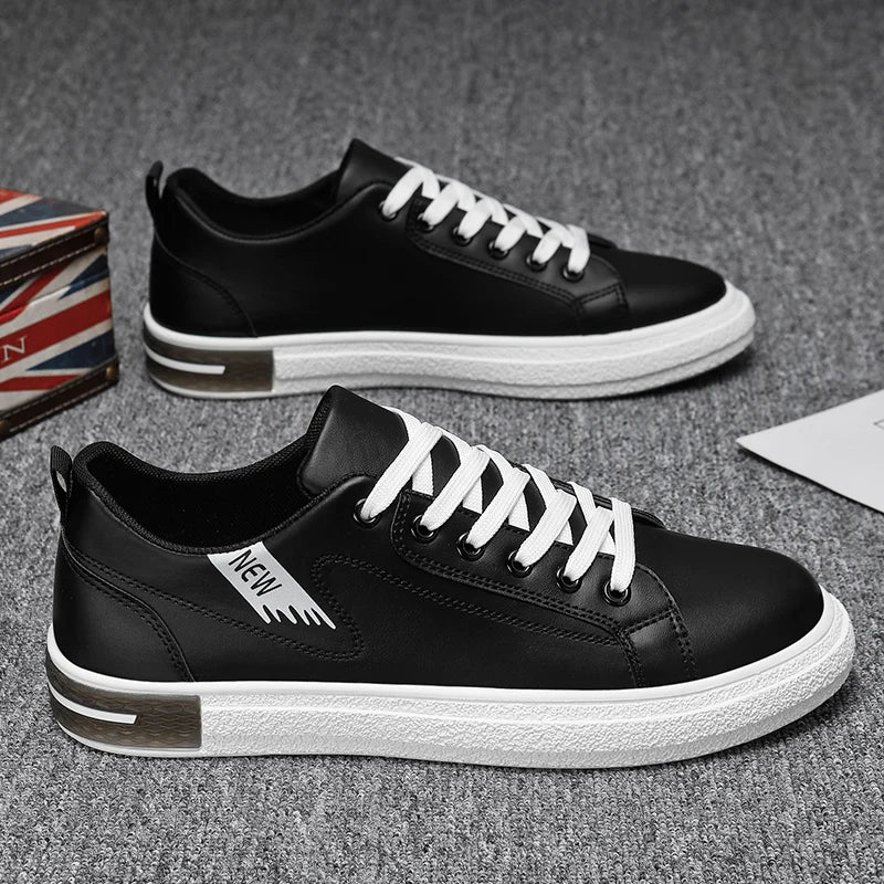 Xajzpa High Quality Men's Leather White Shoes Formal Shoes 2025 Summer Men's Street Wear Office Classic Style Casual Outdoor Flat Shoes