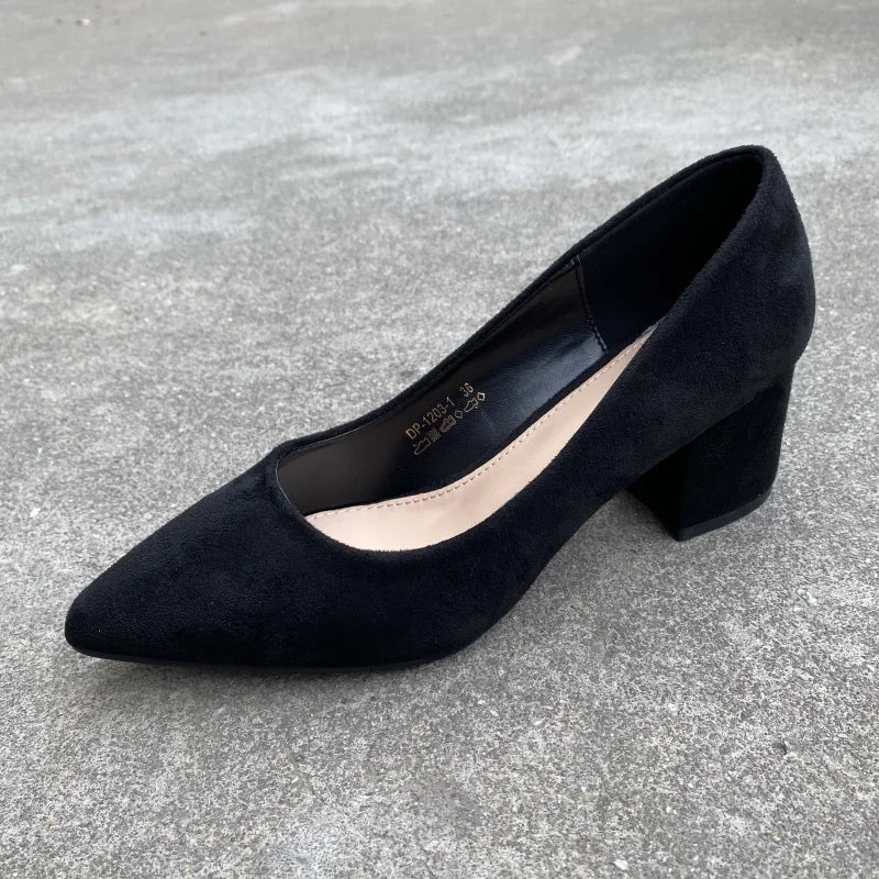 Xajzpa Retro Women Shoes Slip On Casual Heels Chunky Sandals Footwear Shallow Mouth Pointed Pumps Slip-On Comfortable Block Africa