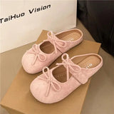 Xajzpa Shoes Ladies' Slippers Slipers Women Butterfly-Knot Cover Toe 2025 Summer Flat Mary Janes Butterfly-knot Slides Shoes Woman 2025