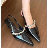 Xajzpa New Style Luxury Women's Water Diamond Slim Heeled Pointed High-heeled Shoes with A Headband and Sandals for Women Zapatos Mujer