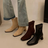 Xajzpa New Style Women's Ankle Boots Square Heel Platform Boots Women Sexy High Heels Shoes Winter Casual Fashion Boots Shoes for Women