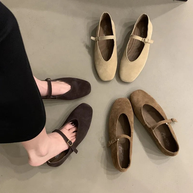 Xajzpa Brand New Women Flats Round Toe Shallow Slip On Ladies Casual Ballet Shoes Soft Leather Eelgant Dress Shoes Mujer Size