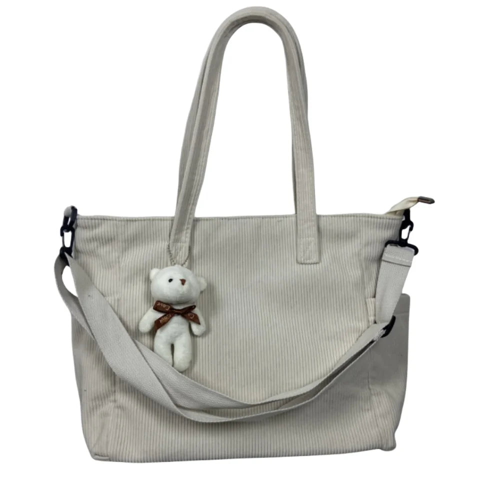 Xajzpa Fashion Versatile Shoulder Bag College Wind Commuting Corduroy Square BagUnisex Large Capacity Leisure Portable Crossbody Bag