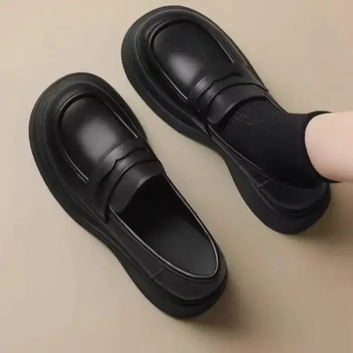 Xajzpa Retro Soft Bottom British JK Style Women's 2025 Spring New Slip on Casual Loafers Round Toe Flat Heel PVC Fashion Shoes
