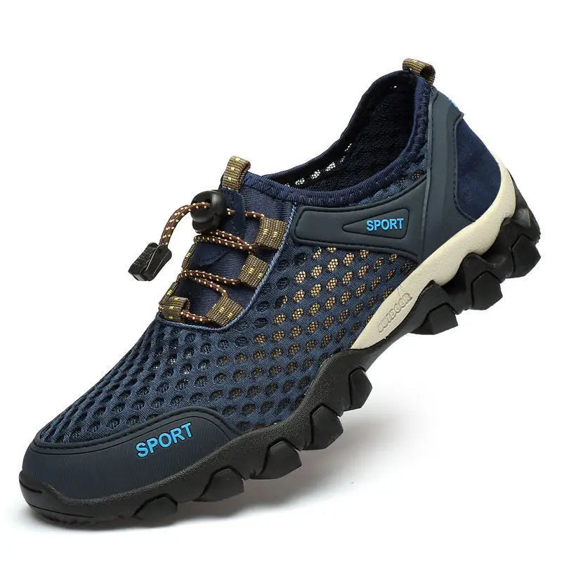 Xajzpa Men Casual Tennis Sneakers Summer Fashion Breathable Mesh Shoes Mens Non-Slip Hiking Shoes Sneaker for Men Climbing Trekking