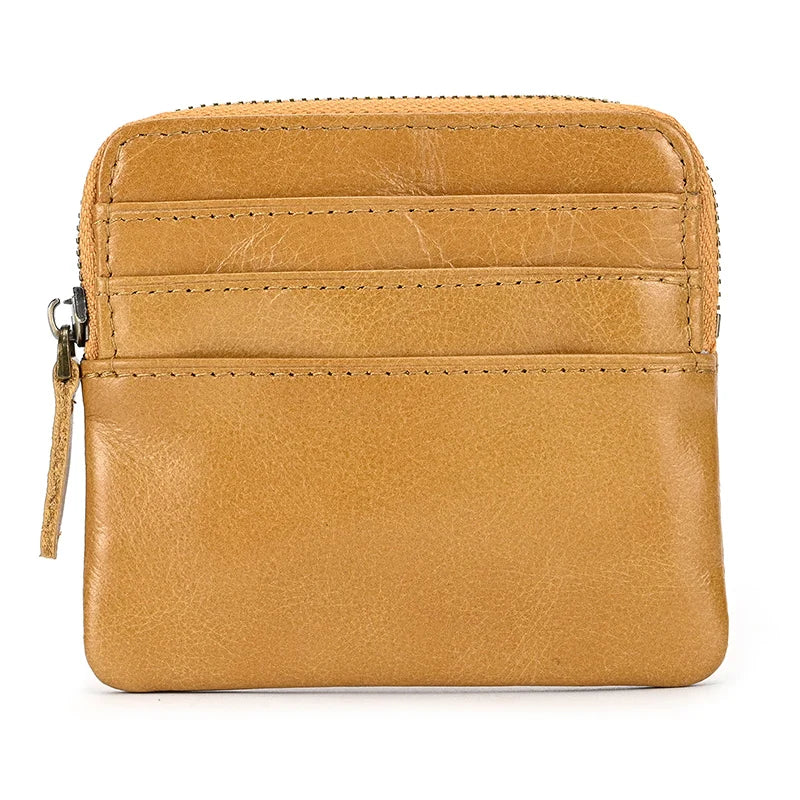 Xajzpa Leather Coin Purse Casual Genuine Leather Little Purse For Coins Card Purse Men Women Portable Small Wallet For Cards Key