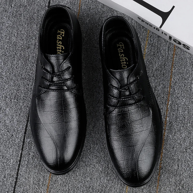 Xajzpa Genuine Leather Men's Formal Shoes Luxury Cowhide Business Leisure Social Men's Wedding Shoes Zapatos Hombre