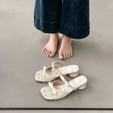 Xajzpa Slippers Women Summer Butterfly-Knot Shoes Slides Fashion Square heel Pantofle Luxury Block 2025 Floral Sweet Butterfly-knot