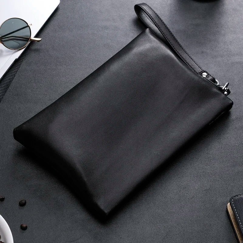Xajzpa Clutches Bag Men Envelope Bag Handbag Genuine Leather Sheepskin Wallet Pouch Male Clutch Business Phone Bag Male