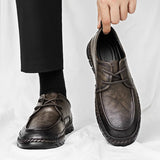 Xajzpa 2025 Brown Suede Derby Shoes Men's Thick Sole Lace-Up Casual Blue Suede Leather Dress Shoes Office High Quality Leather Shoes