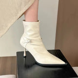 Xajzpa New Style Luxury Women's Fashion Short Plush Women Ankle Boots Pointed Toe Ladies Elegant Pumps Shoes Thin High Heel Short Boots