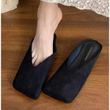 Xajzpa Women Suede Flats Mules Shoes Square Toe Slingback Slippers Casual Sandals 2026 Trend Summer Dress Flip Flops Cozy Mujer Slides