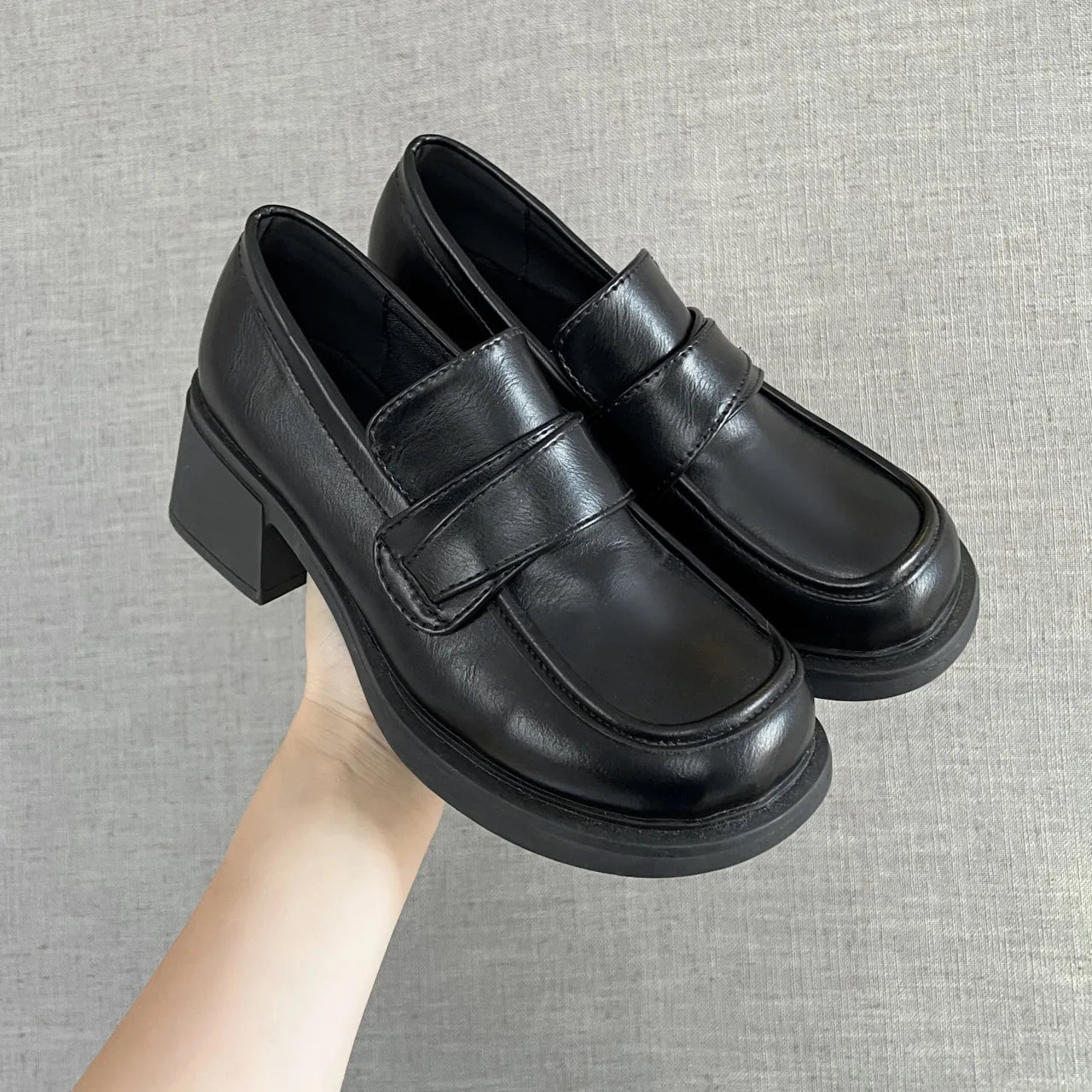 Xajzpa British Style Square Toe Shallow Mouth All-Match Winter Shoes Women Casual Female Sneakers Black Flats Ladies' Footwear Loafers