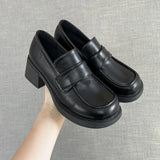 Xajzpa British Style Square Toe Shallow Mouth All-Match Winter Shoes Women Casual Female Sneakers Black Flats Ladies' Footwear Loafers