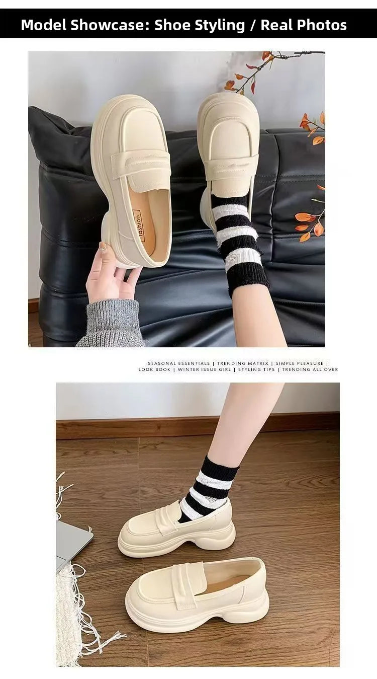 Xajzpa Retro Soft Bottom British JK Style Women's 2025 Spring New Slip on Casual Loafers Round Toe Flat Heel PVC Fashion Shoes