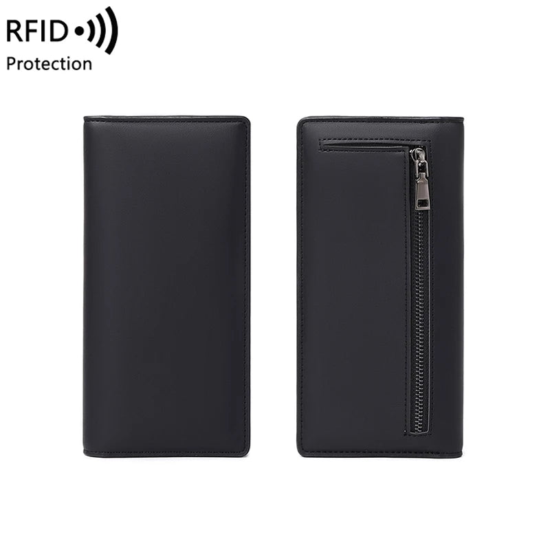 Xajzpa Minimalist RFID Ultra-thin Women's Long Wallet PUdouble Folding Wallet Multifunctional Women's Coin Credit Card Bag Hand-held Bag