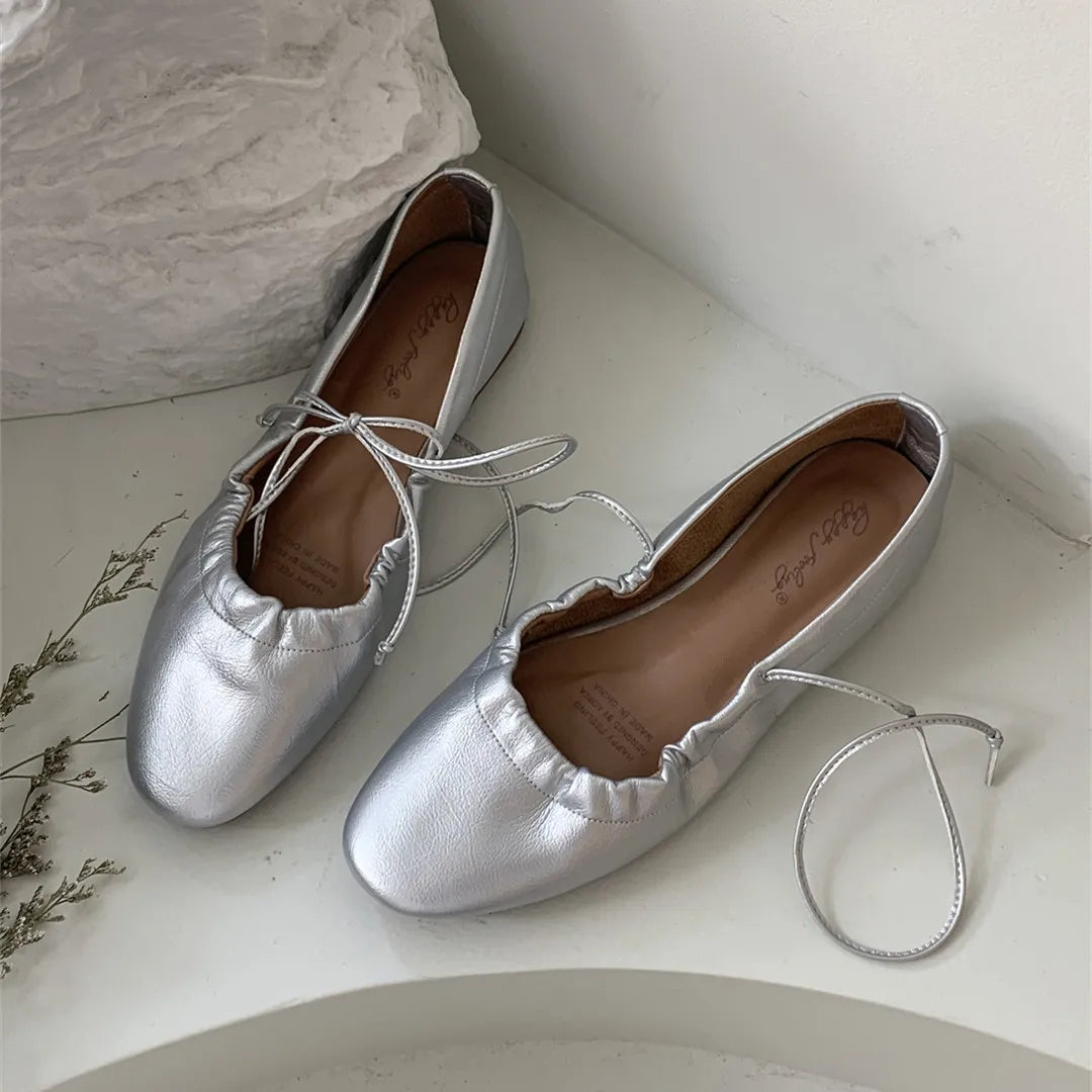 Xajzpa Women Casual Flats Comfortable Soft Boat Shoes Loafers Ballerina Shallow Round Toe Ballet Flat Shoes Women Slip On Side