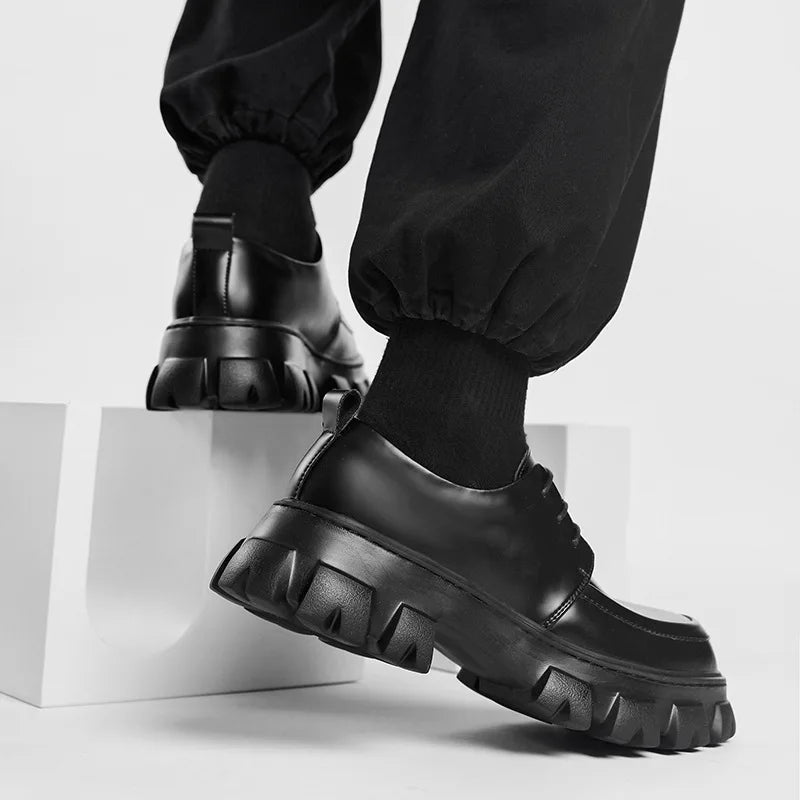 Xajzpa Men's Low-top Casual Leather Shoes Thick-soled Heightened Formal Leather Shoes Men's New Heightened All-match Men's Shoes