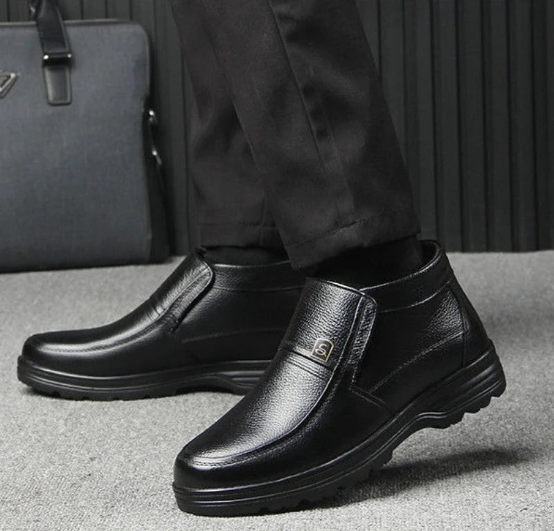 Xajzpa Winter  shoes for men cold resistant thickened warm high top casual cotton shoes simple comfortable daily men's cotton boots