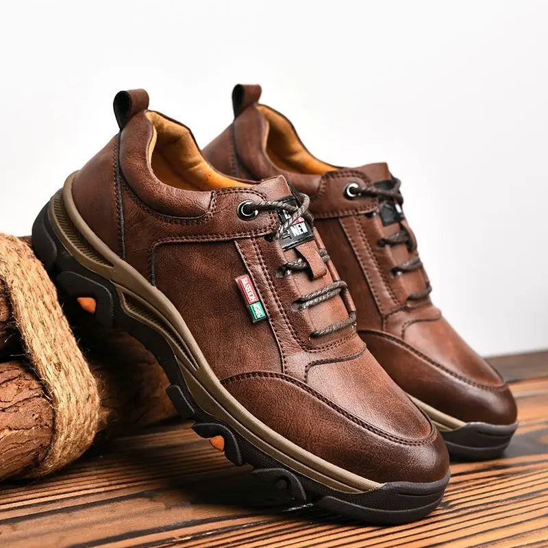 Xajzpa Offical Men's Sneakers Leather Men Casual Shoes Moccasins Breathable Retro Men Sports Walking Shoe Outdoors Hiking Sneakers