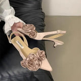 Xajzpa Closed Toe Sandals Women's Spring Shoes Clear Heels New Summer Fashion Pointed Girls High Retro Flower Back Strap Scandals