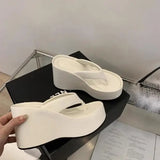 Xajzpa Slippers Women Summer Shoes For Girls Pantofle Platform Shale Female Beach Luxury Slides On A Wedge Heeled Mules Rubber Flip Flo