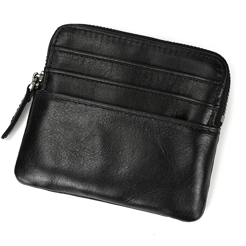 Xajzpa Leather Coin Purse Casual Genuine Leather Little Purse For Coins Card Purse Men Women Portable Small Wallet For Cards Key