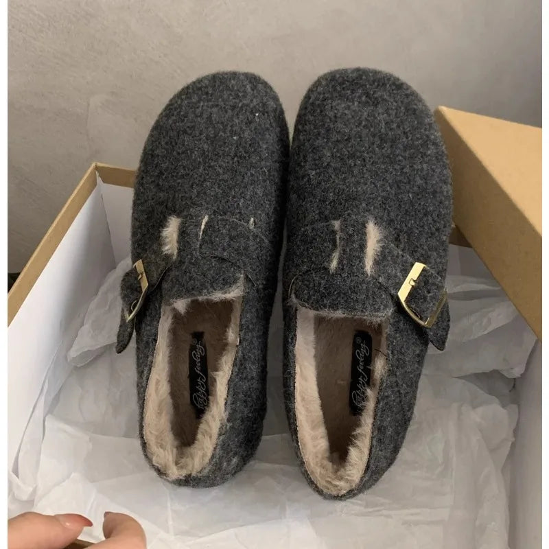 Xajzpa Winter Shoes Women Round Toe Slip-on Female Footwear Loafers Fur Casual Sneaker Autumn Modis Slip on Dress Moccasin New Fall