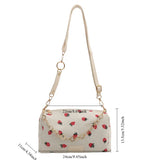 Xajzpa Strawberry Printed Crossbody Mini Bags Corduroy Fresh Ins Style Underarm Bag Refined Female Student Travel Shoulder Bag