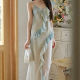 Xajzpa Fashion Irregular Pearl Dress Women's Sleeveless Lotus Leaf Edge Wrinkles A Line Dresses 2025 Summer New Tide