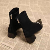 Xajzpa Pointed Toe Women Snow Ankle Boots High Heels Sexy Shoes Chunky Designer Chelsea Boots Winter New Trend Goth Botas De Mujer