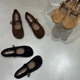 Xajzpa New Style Women's Autumn Women Flat Shoes Fashion Round Toe Ladie Ballerinas Shoes Soft Flat Heel Outdoor Casual Mary Jane Shoes