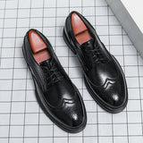 Xajzpa British style men's leather shoes, formal Oxford footwear quality breathable and comfortable wedding shoes