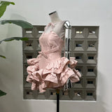 Xajzpa Fashion Solid Color Folds Dress Women's Strapless Fishbone Waist Retraction Dresses 2025 Summer New Tide