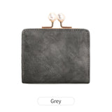 Xajzpa Women's Wallet Short Compact Three Layer Large Capacity Retro Pearl Wallet High Quality PU Leather Multi Card Seat/Coin Zero Wallet