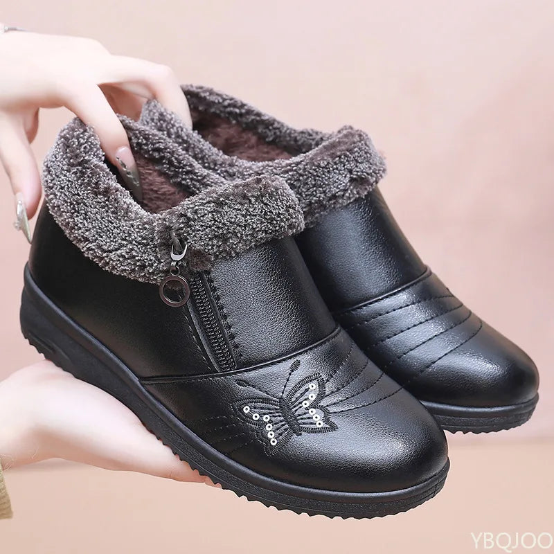 Xajzpa Winter flat bottom anti slip low top shoes for women providing warmth simplicity comfort wear resistance women's winter shoes