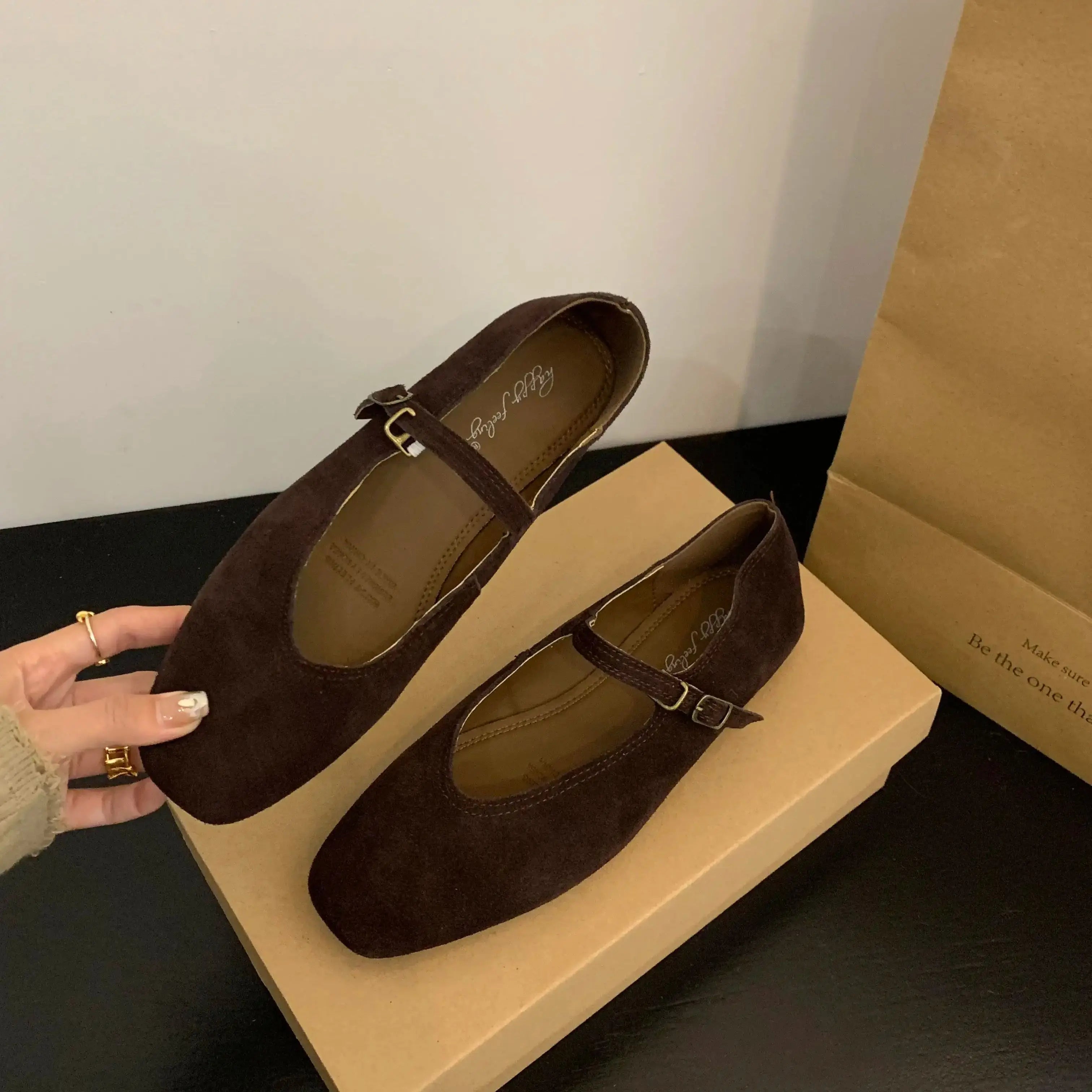 Xajzpa Brand New Women Flats Round Toe Shallow Slip On Ladies Casual Ballet Shoes Soft Real Leather Eelgant Dress Shoes Size41