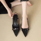 Xajzpa New Pointed Toe Sexy Mid Heels Party Shoes Women Sandals Designer Brand Pumps Slingback Casual Shoes Dress Shoes