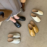 Xajzpa Women Split Toe Fur Slippers Tabi Ninja Slip On Flats Round Toe Shallow Lazy Boat Slingback Mules Shoes Soft Warm Loafe