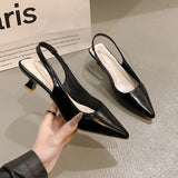 Xajzpa Fashion Female Shoes  New Women's Pumps Solid Color Simple Mid Heel Shoes Sexy Pointed Toe Slingback Elegant Dress Shoes