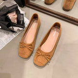 Xajzpa Shoes Fashion Women's Shallow Mouth Square Toe Soft Bow-Knot Female Footwear All-Match Moccasins Modis New Summer