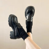 Xajzpa Women Shoes Autumn Clogs Platform Female Footwear Slip-on Oxfords Loafers With Fur Fall Creepers Winter Dress Slip On Leather